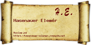 Hasenauer Elemér névjegykártya